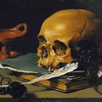 Pieter Claeszoon - Still Life with a Skull and a Writing Quill